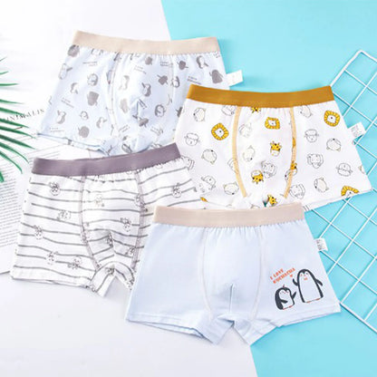 4pcs Baby Boys Boxers Cotton UnderPanties Cute Kid UnderWear Bear Car Cartoon Print Briefs Soft Shorts Student Boy Panties 2-16Y