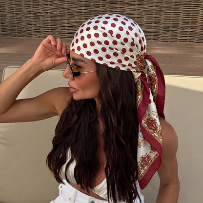 2026 Dot Print Square Scarf For Women Silk Shawl Neckerchief Female Hair Bands Head Wraps Headband Foulard Satin Hijab Bandana