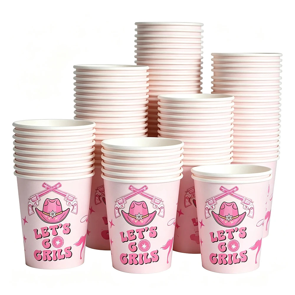 10/50pcs Western Cowboy Horse Paper Cups Disposable Tableware Drinking Cups Cowboy Cowgirl Horse Racing Birthday Party Decor