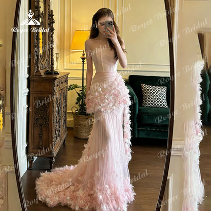 Women's Floral Tulle Gown | Strapless Bodice & Dimensional Flower Details | Prom & Formal Events