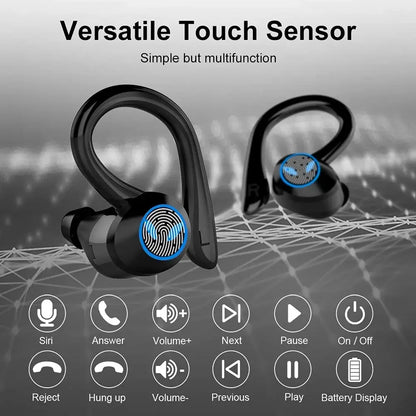Wireless 5.4 Headphone Touch Control Sports Waterproof Bluetooth Earphone HiFi 9D Bass Stereo Earphone Headset With Microphone