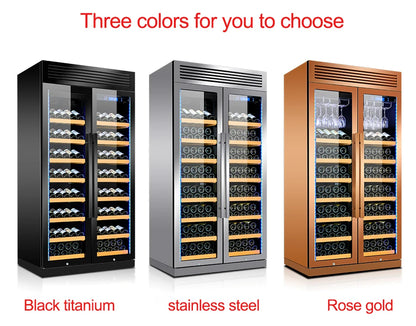 Two Door Compressor Wine Cooler Stainless Steel Beverage Fridge for Wine Champagne Bar Club Home Kitchen Party Storage Pro