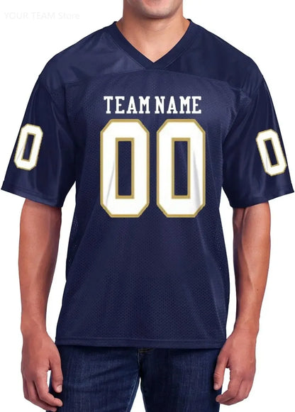 Custom American Football Jersey Green Large V-Neck Unisex Adult Sports Jersey Personalized Team Uniform - Breathable Polyester