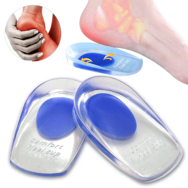 2pcs Silicone Gel Heel Insoles for Plantar Fasciitis Heel Spur U-shaped Pain Relief Protective Inserts Soft Pads for Men Women