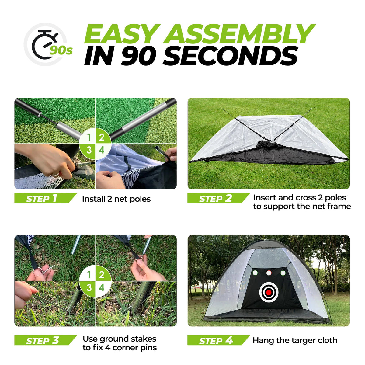 Golf High Impact Hitting Practice Net Golf Hitting Cage Indoor Outdoor Professional Exercise Practice Training Auxiliary Set