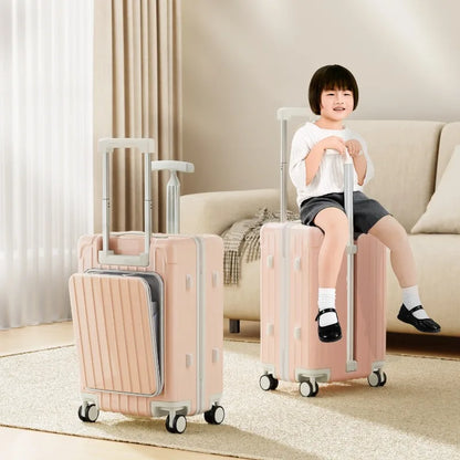 20 Inch Baby Mother Cabin Suitcase Front Opening Boarding Case Children Sit and Ride Luggage 24"26" Trolley Case Laptop Luggage