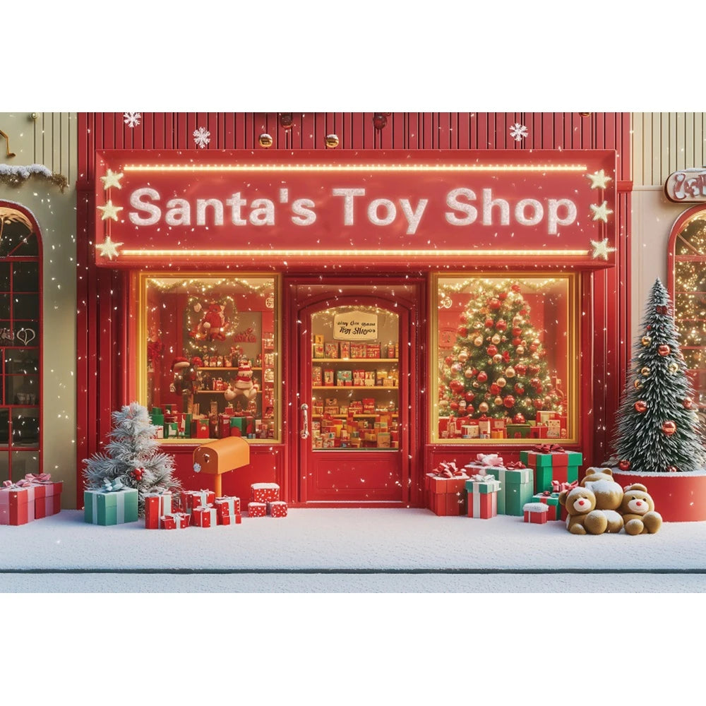 Christmas Candy Toy Store Christmas Tree Gift Theme Banner Background, Birthday Party Decoration Photography Background Cloth