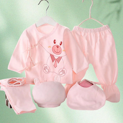 5 Pcs/set Newborn Baby 0-3 Month Clothing Set Babies T-Shirt Pants Hat Boy Girl Clothes Cotton Set