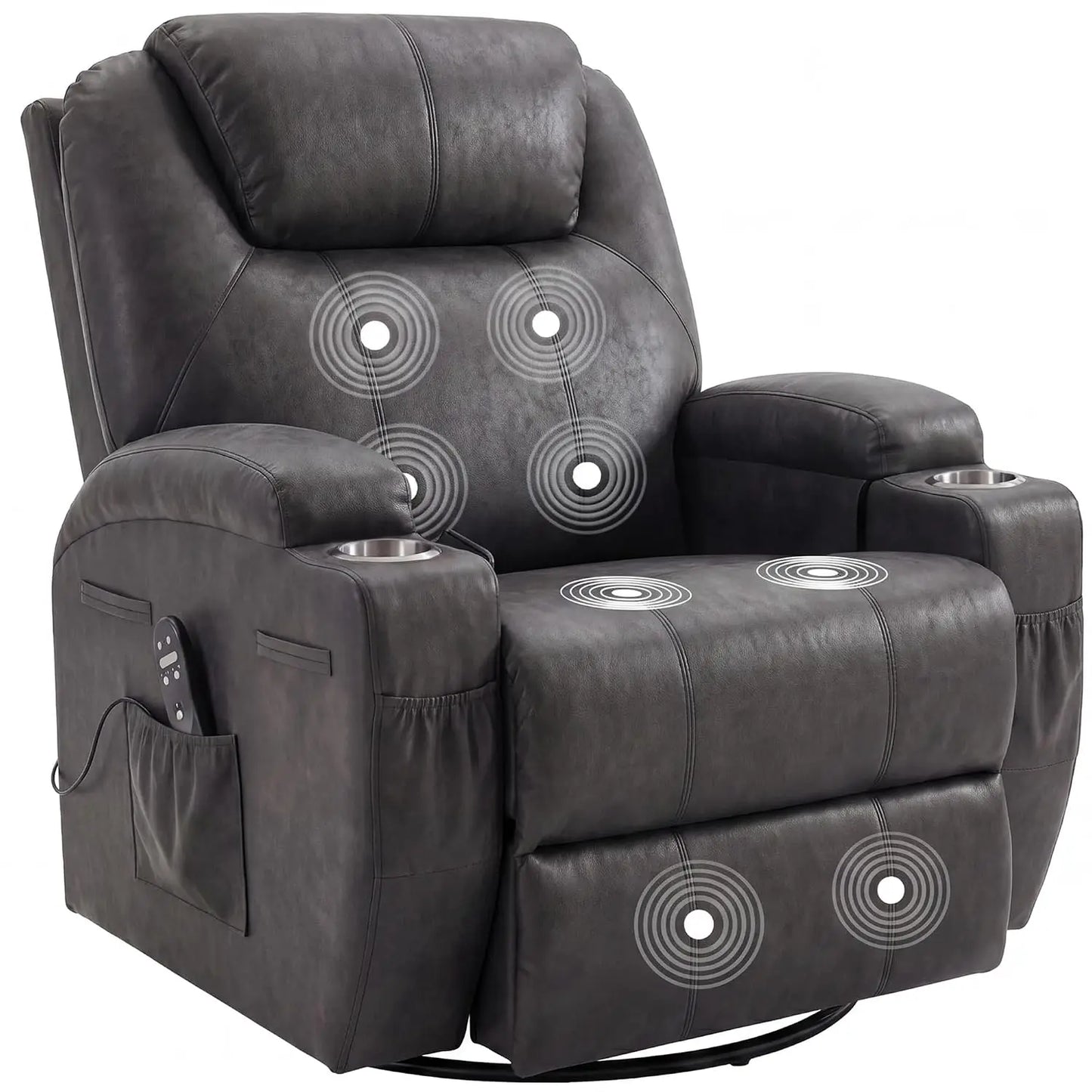 Small Swivel Rocker Recliner, Rocking Chair Recliner with Massage | 360 Upholstered Fabric Rocking Chair Recliner, Customized