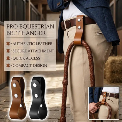 Equestrian Leather Whip Hanger Belt Loop Secure Snap Fastener Strap for Horse Riding Crops & Tack Room Organization