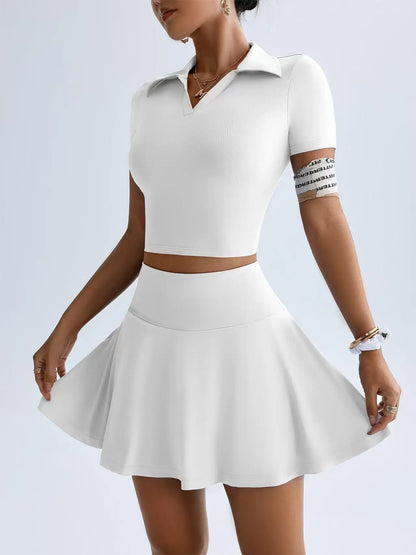 Summer Sports Outdoor Two-Piece Yoga Outfit for Women Golf Tennis Skirt Set, Summer Thin