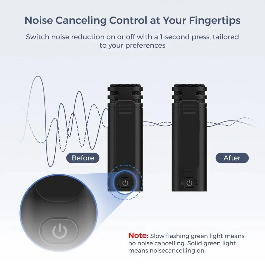 NearStream AWM10T Plus 1-to-2 Wireless Lavalier Microphone, AI DSP Noise Canceling, 33Ft Stable Transmission, 6H Long Battery, Auto Pair Plug & Play Mic for Classroom Vlog Live Stream iPhone Android PC