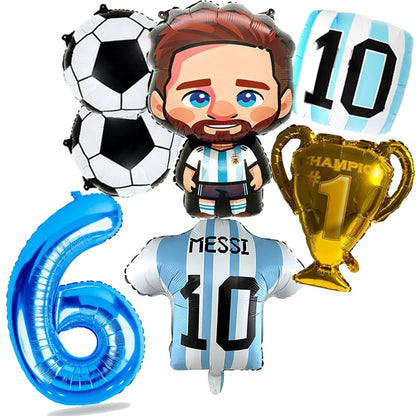 7pcs Messi Football Foil Globos Balloons Trophy Soccer Balloons Boy Birthday Party Decorations Sports Party Supplies Baby Shower