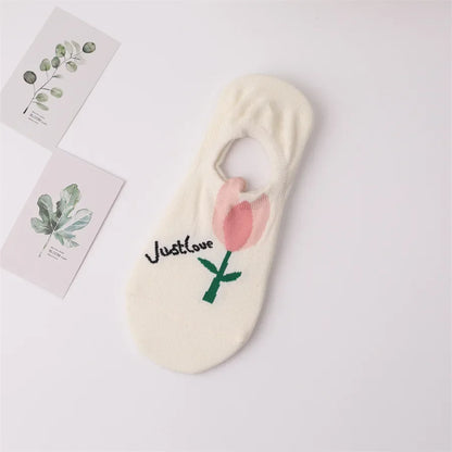 New Style Crew Socks for Women Spring Fashion Cute Flower Long Cotton Socks Japanese Style Breathable Casual Trendy Absorb Sweat
