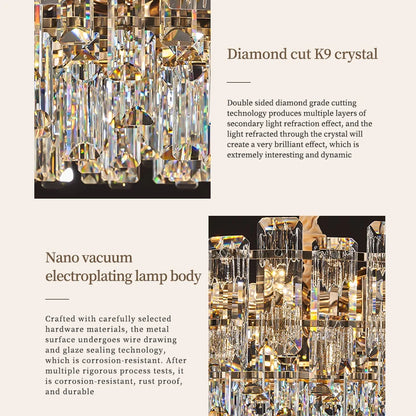 Loft Pendant Lighting Crystal Chandelier Ceiling for Dining Room Modern Led Ceiling Hanging Lamp for Living Room Villa