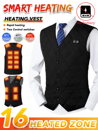 Intelligent Heating Vest, 16-Heating Zones, 2-Switches, 3-Speed Adjustable, Suitable For Outdoor Activities, Indoor Work, Hiking
