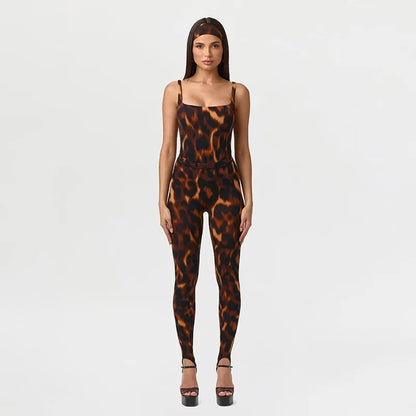 Summer Leopard Tops 2 Piece Pant Set Outfits 2026 Women Clothes Y2K Tracksuit Sexy Elegant Crop T Shirts Two Piece Sets