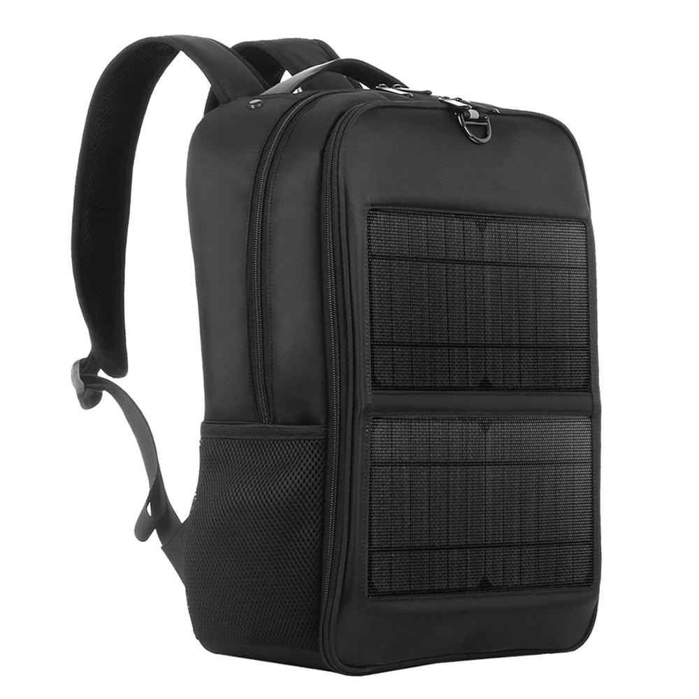 Solar Backpack with 14W Solar Panel Dual USB Port Waterproof Nylon Backpack for Outdoors Large-Capacity Travel Bag for Hiking