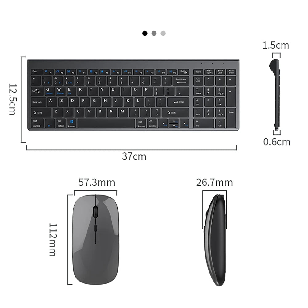 2.4G Wireless & bluetooth Keyboard Mouse Set Rechargeable Ultra-thin Computer Office Gaming Silent Slim Keyboard Mouse for ipad
