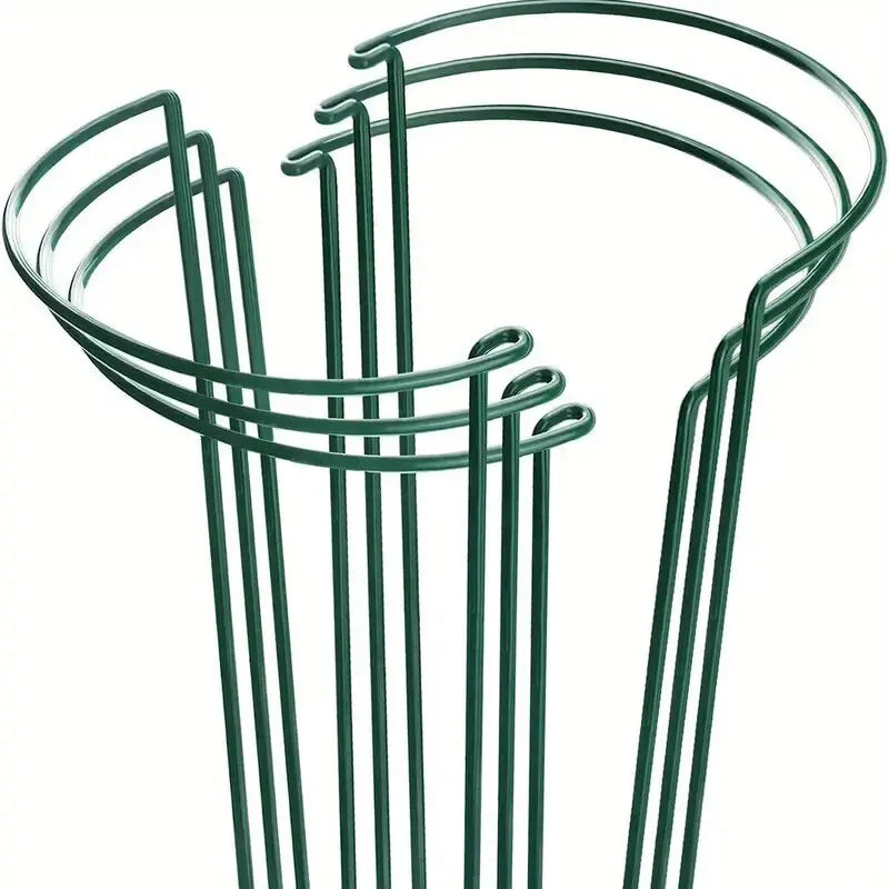 6pcs Plant Support Stakes, Half Round Metal Garden Plant StakeIndoor Peony Cages And Supports, Green Plant Support RingBorder