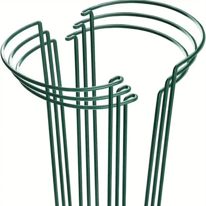 6pcs Plant Support Stakes, Half Round Metal Garden Plant StakeIndoor Peony Cages And Supports, Green Plant Support RingBorder