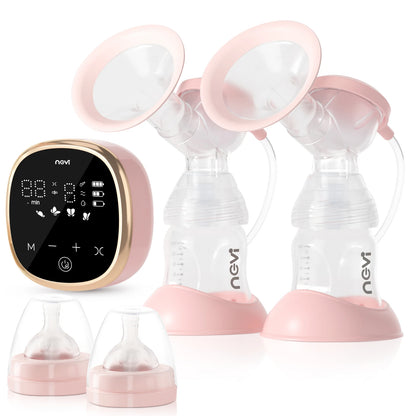 NCVI Double Electric Breast Pump, Portable Breast Pump Electric with 4 Modes 9 Levels,LED Display, 10pcs Breastmilk Storage Bags