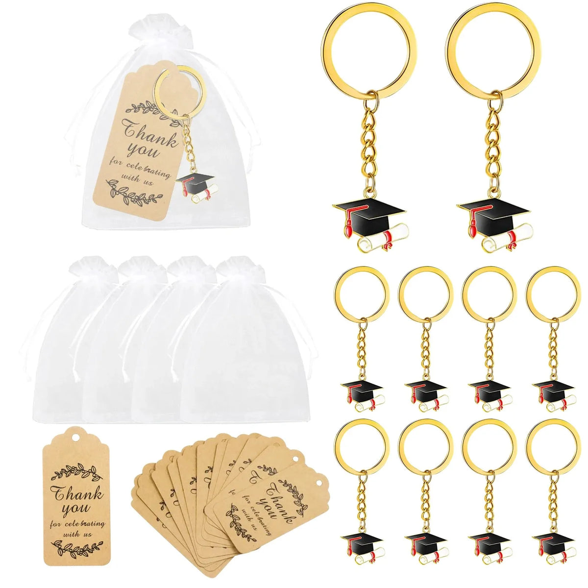 10 Sets Graduation Gifts Class of 2024 Graduation Inspirational Keychain Employee Appreciation Motivational Cards Congratulatio