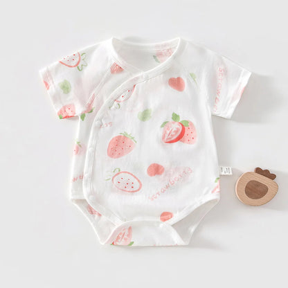 AYNIGIELL Summer Pure Cotton Clothes Newborn Baby Girls Boys Romper Cotton Short-sleeved Bodysuit Infant Baby Clothes