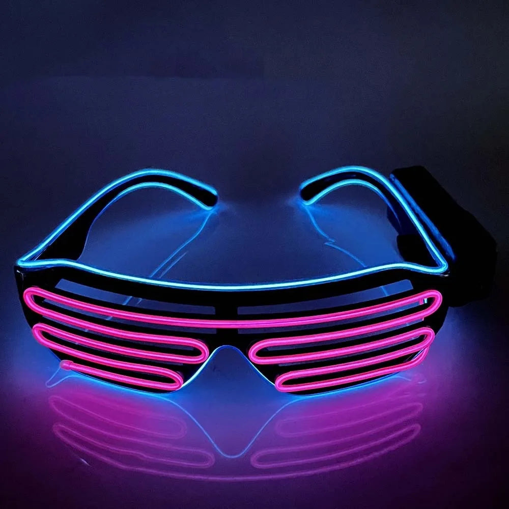 Fashion Wireless LED Glowing Glasses Cool Colorful Neon Glasses Glow-in-the-dark Double Colors Luminous Glasses Wedding Party