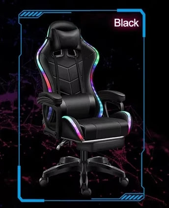 Computer PC Game Chair Gaming Pu Leather Silla Gamer Massage Racing Gaming Chair with Lights and Speakers