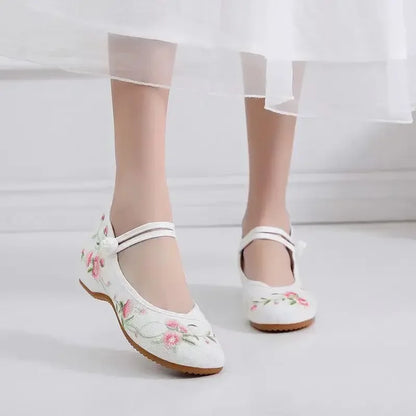 Fashion Ethnic Chinese Style Women Shoes Hanfu Single Canvas Zapatos Elegant Casual Vintage Woman Embroidered Cloth Shoes