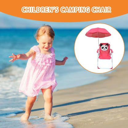 Baby Beach Chair With Umbrella Folding Sand Seat Sandproof Windproof Lightweight Portable Kids Chair For Vacation Backyard