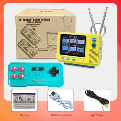 Retro Mini TV Game Console with Wireless Controller Built-in 168 Classic Games Handheld Game Player Support AV Output for Kids
