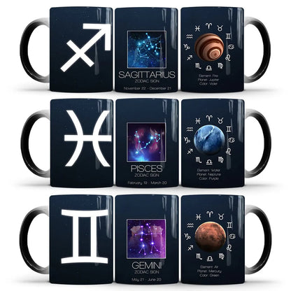 Creative Constellation Changing Color Cup Water Transfer magic Coffee Mug  friends birthday gift cup