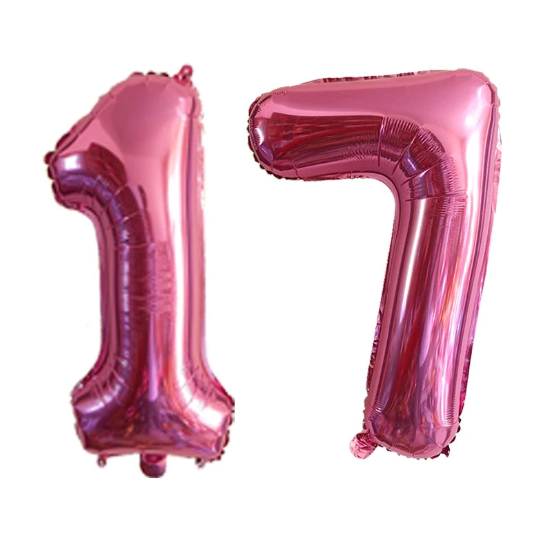 2Pcs 32 Inch Gold Silver Black Blue Red Helium Foil Number Balloon 16 17 18 19 20 21 Happy Birthday Party Decoration Supplies