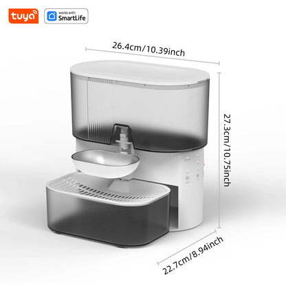 3L Timed Water Dispenser for Cats & Small Dogs, Automatic Pet Fountain, Wastewater Separation Fresh Water, No Filter No Tuya APP