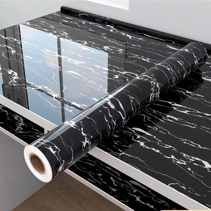 80cm Marble Vinyl Self Adhesive Wallpaper Waterproof Contact Paper PVC Wall Stickers for Kitchen Livingroom Home Decorative Film