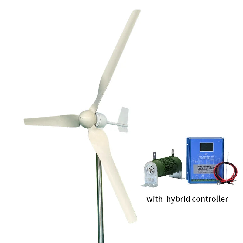 Low Noise 4KW Horizontal Axis Wind Power Generator 24V 48V Built‑in MPPT Controller Small Home Wind Energy System From factory