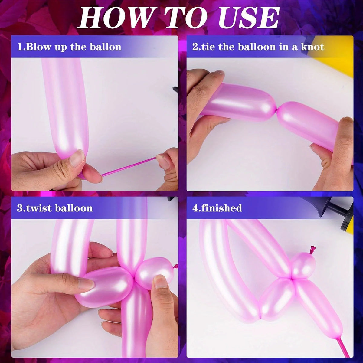 100pcs Neon Glow Long Balloons Backlight Reactive Fluorescent Colorful Long Latex Balloons DIY Twisting Birthday Wedding Party