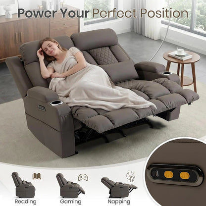 Electric RV Loveseat Recliner Sofa, Cat-Friendly Power Reclining Sofa Couch with Adjustable Headrest, Wall Hugger, Custom