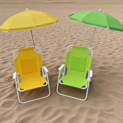 Kids Foldable Beach Chair With Detachable Sun Umbrella Protection For Beach Camping Picnic Backyard Outdoor Furniture