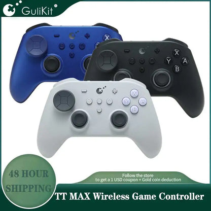 GuliKit TT MAX Wireless Game Controller for Switch 1/2 PC Android iOS with Tension Adjustable TMR Joysticks Anti Drift Gamepad