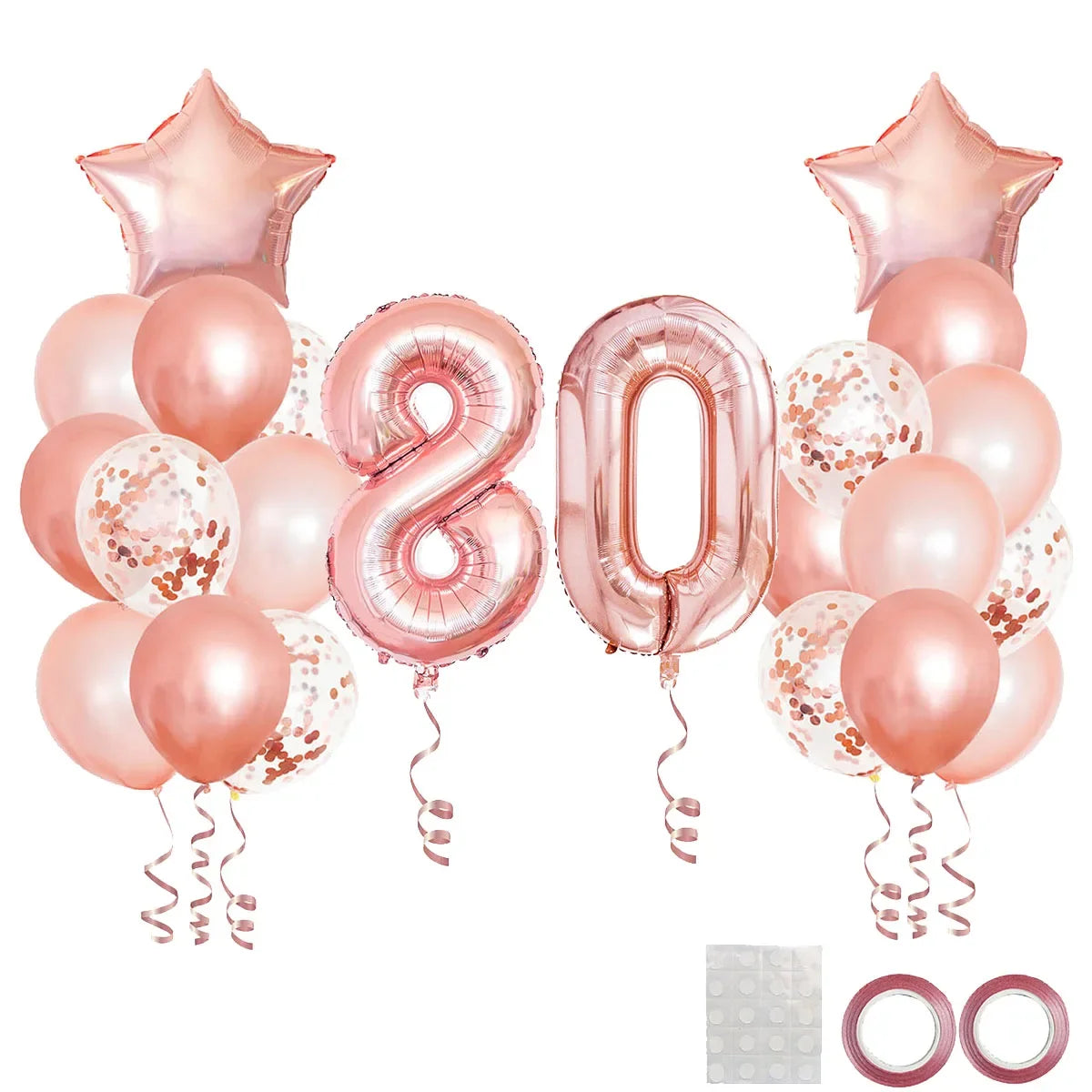 25pcs Rose Gold Mixed Balloons 10 15 16 18  20 21 25 30 35 40 50th Birthday Party Decorations  Woman Birthday Anniversary Decor