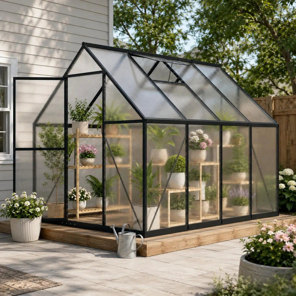 6x8 FT Polycarbonate Greenhouse, Walk-in Greenhouses for Outdoors, Aluminum Frame Plant Green House with Locking, Customized