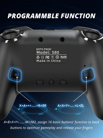 DATA FROG Wireless Game Controller For Switch / Lite / OLED Model PC Gaming Joystick Dual Vibration Turbo