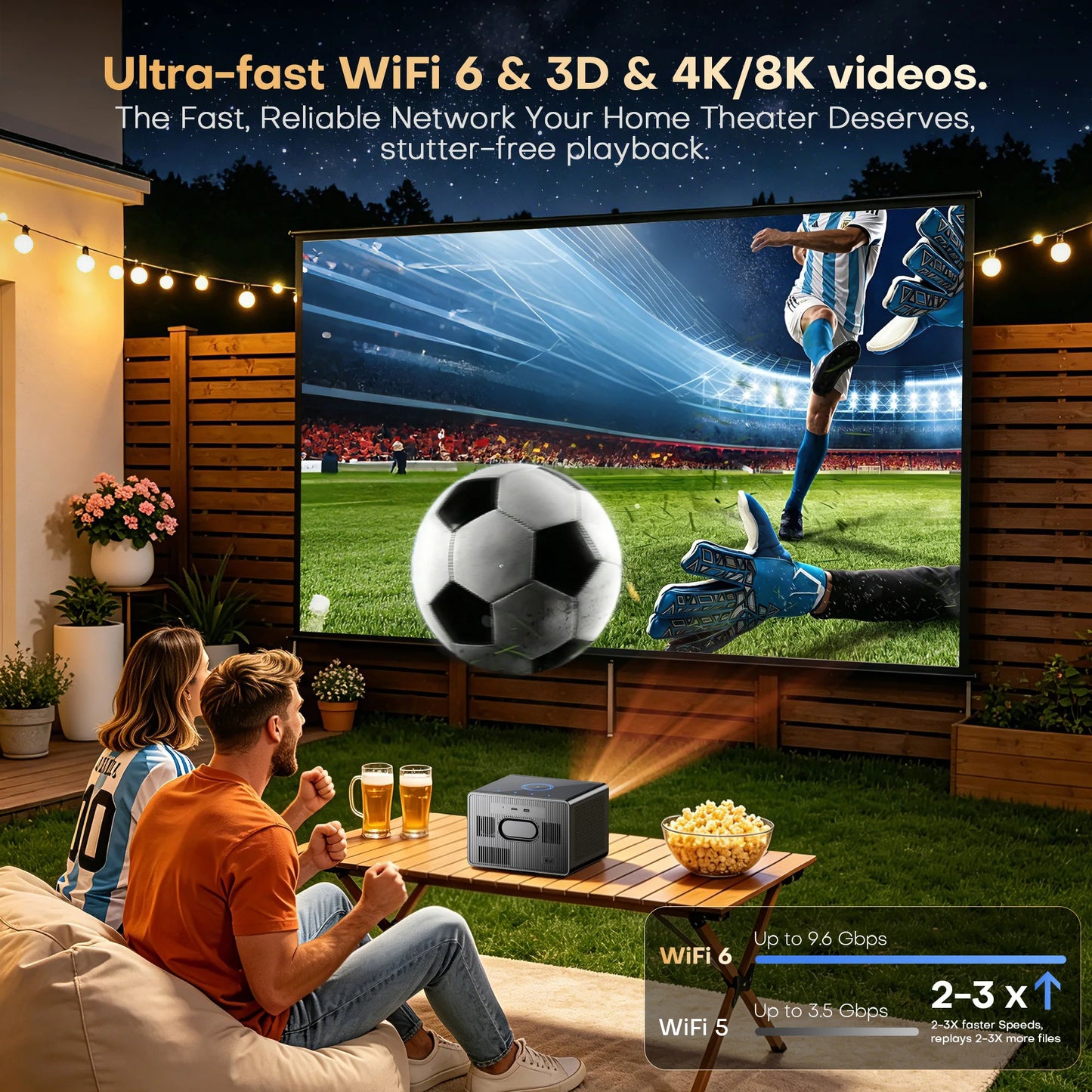 XIWBSY 64GB Google TV Projector 4000ANSI Offline Cinema Beamer 4K HD Video Projector Android 14.0 Sealed Optical Projector