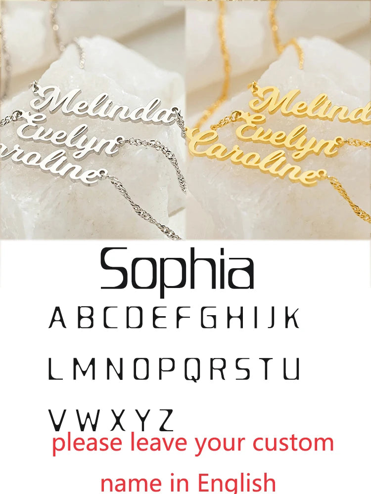 Custom Different Font Name Pendant Necklace for Woman Girls Stainless Steel Nameplate Personalized Choker Necklaces Jewelry Gift