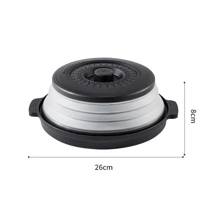 [CL]Multifunction Foldable Microwave Food Splatter Cover Splash Collapsible Guard Kitchen Gadget Colander For Meal Steaming Tray