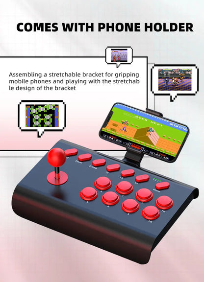 Arcade Fight Stick for P4/Switch/PC – Multi-Platform BT Joystick Controller with Turbo, Compatible with Android/iOS/Steam TV Box