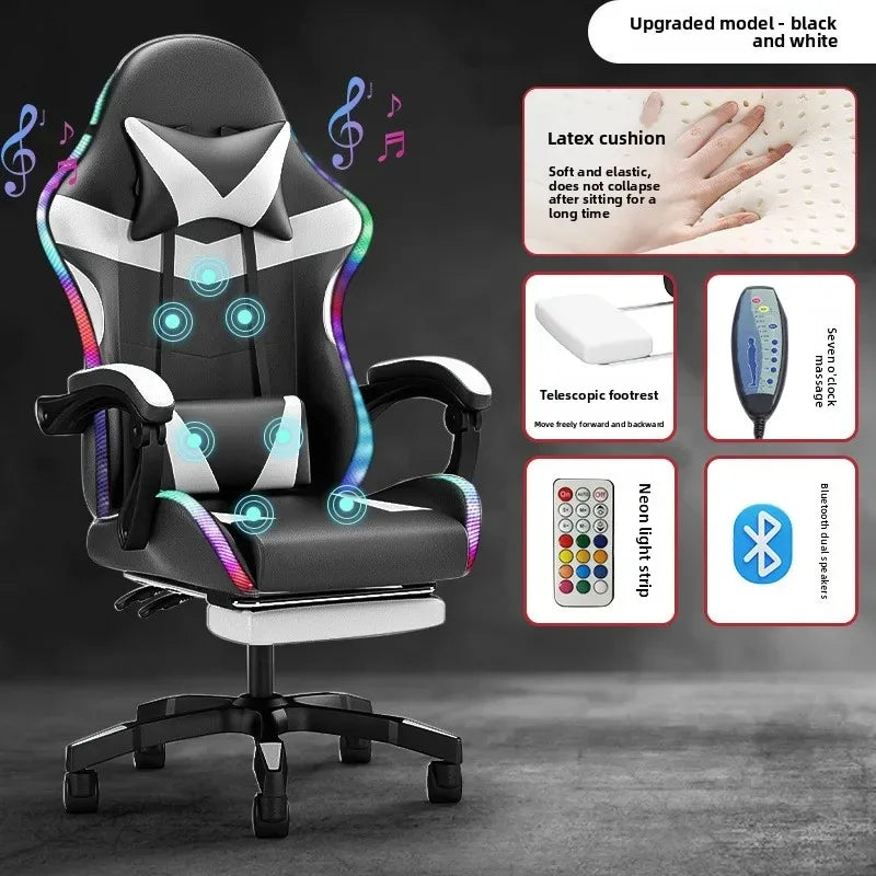 Reclining Backrest Chair E-sports Chair Lights Bluetooth Speaker LED Display Gaming Chair Anchor Chair Massage Chair Gaming